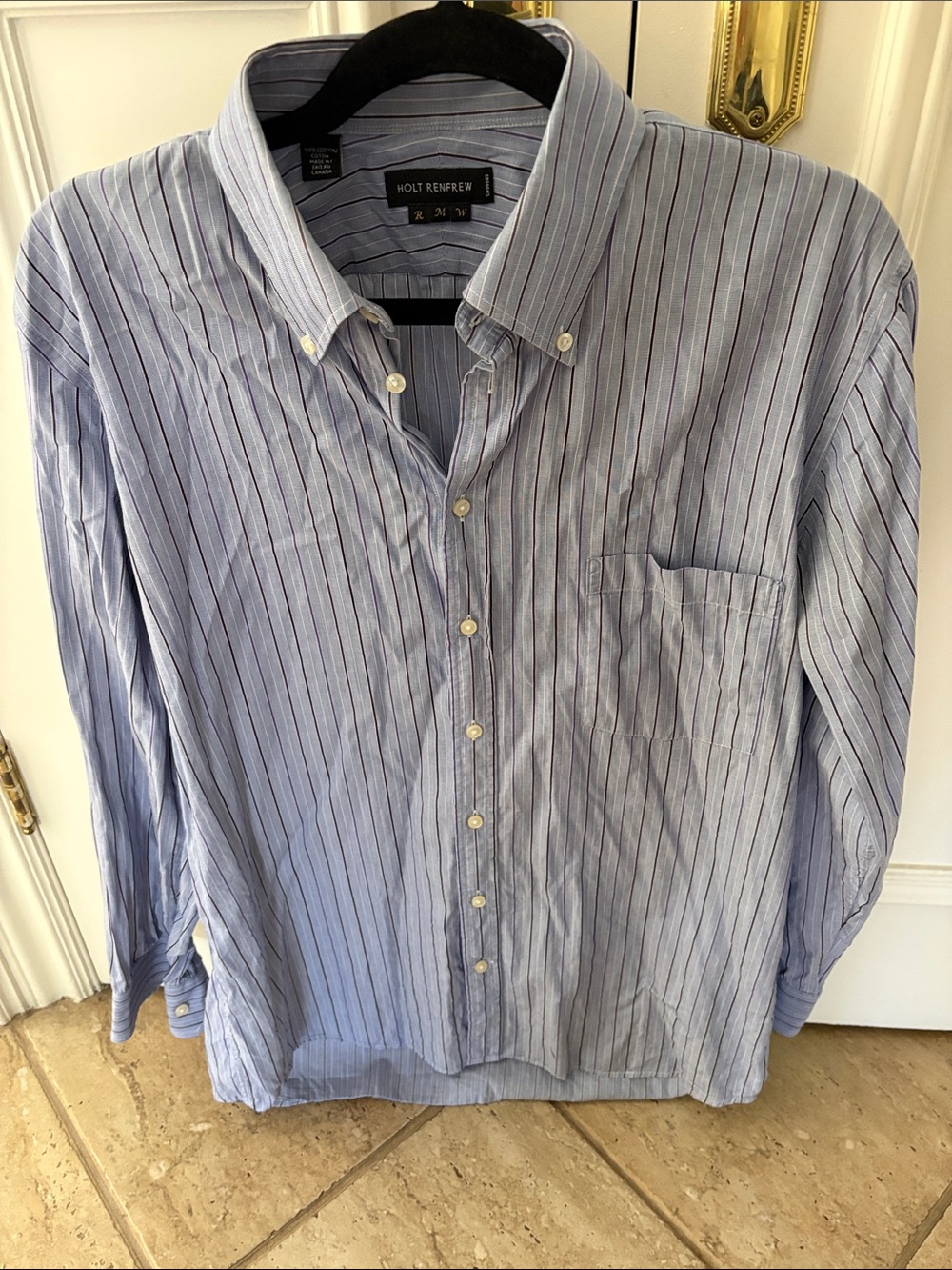 Holy Renfrew Light Blue Striped Men's Button-Down Shirt